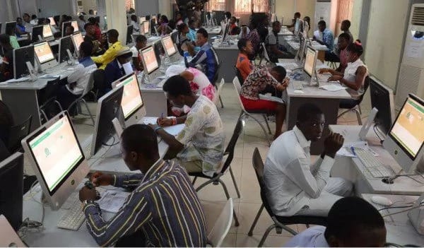 Students writing exams