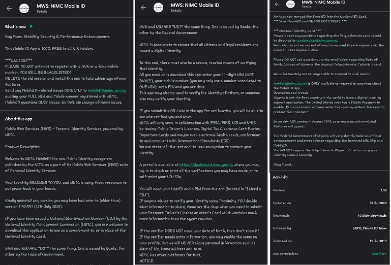 UPDATED: Why you should not use the NIMC app yet 1 NIMC MWS