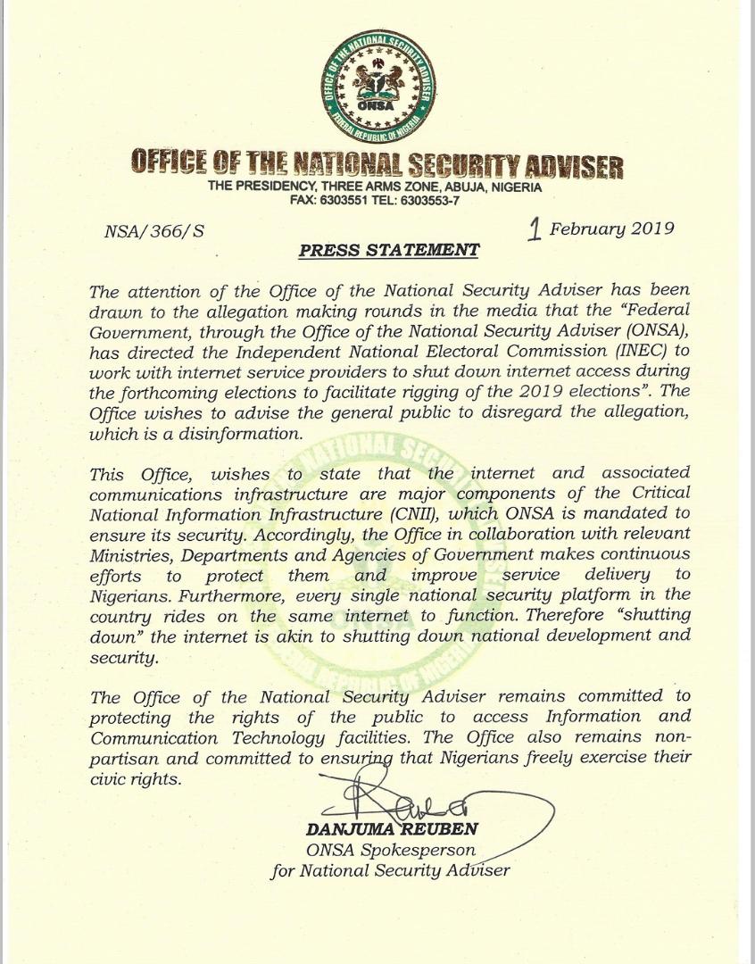 Why Nigeria's internet shutdown scare is not far-fetched 1 NSA Letter Internet Shutdown