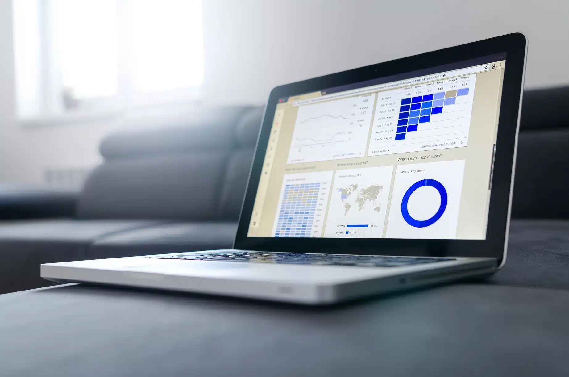 Image of a PC with data insights dosplayed on the screen
