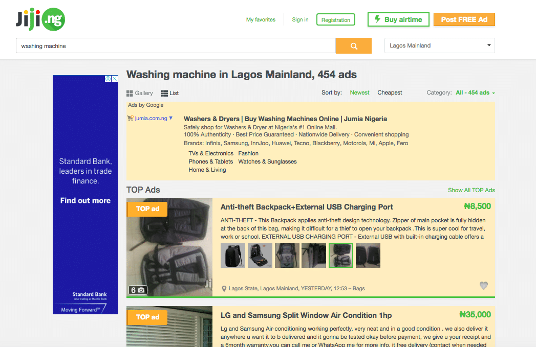 Why general classifieds sites might not be so successful in Nigeria 2 A search result on Jiji