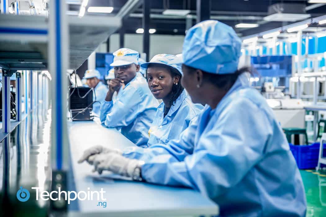 Inside Nigeria's first smartphone assembly plant 7 Workers at the AfriOne smartphone assembly plant