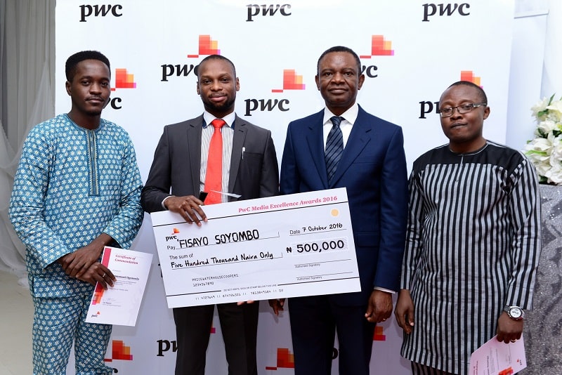 Techpoint's Victor Ekwealor emerges victorious at PwC Media Excellence Awards 2017 1 emmanuel pwc