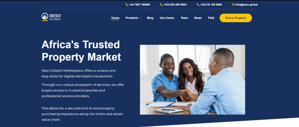 Blockchain-powered proptech startup, Seso Global, wants to change the African real estate scene with one commodity: trust 1 Seso Global Homepage
