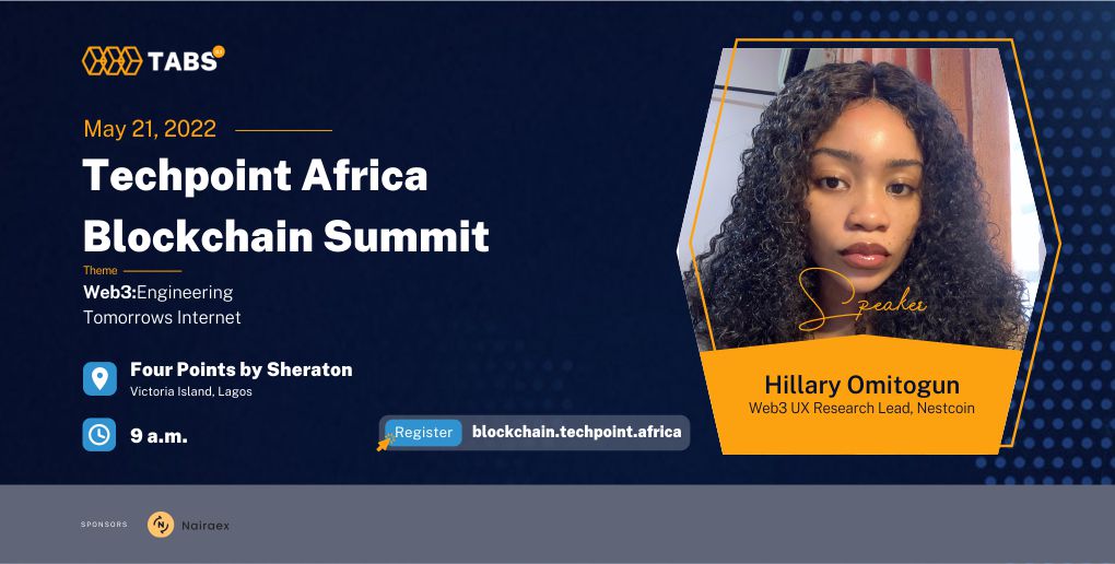 Here are the confirmed speakers for the Techpoint Africa Blockchain Summit 10 Hillary Omitogun. Speaker at Techpoint Africa Blockhain Summit.