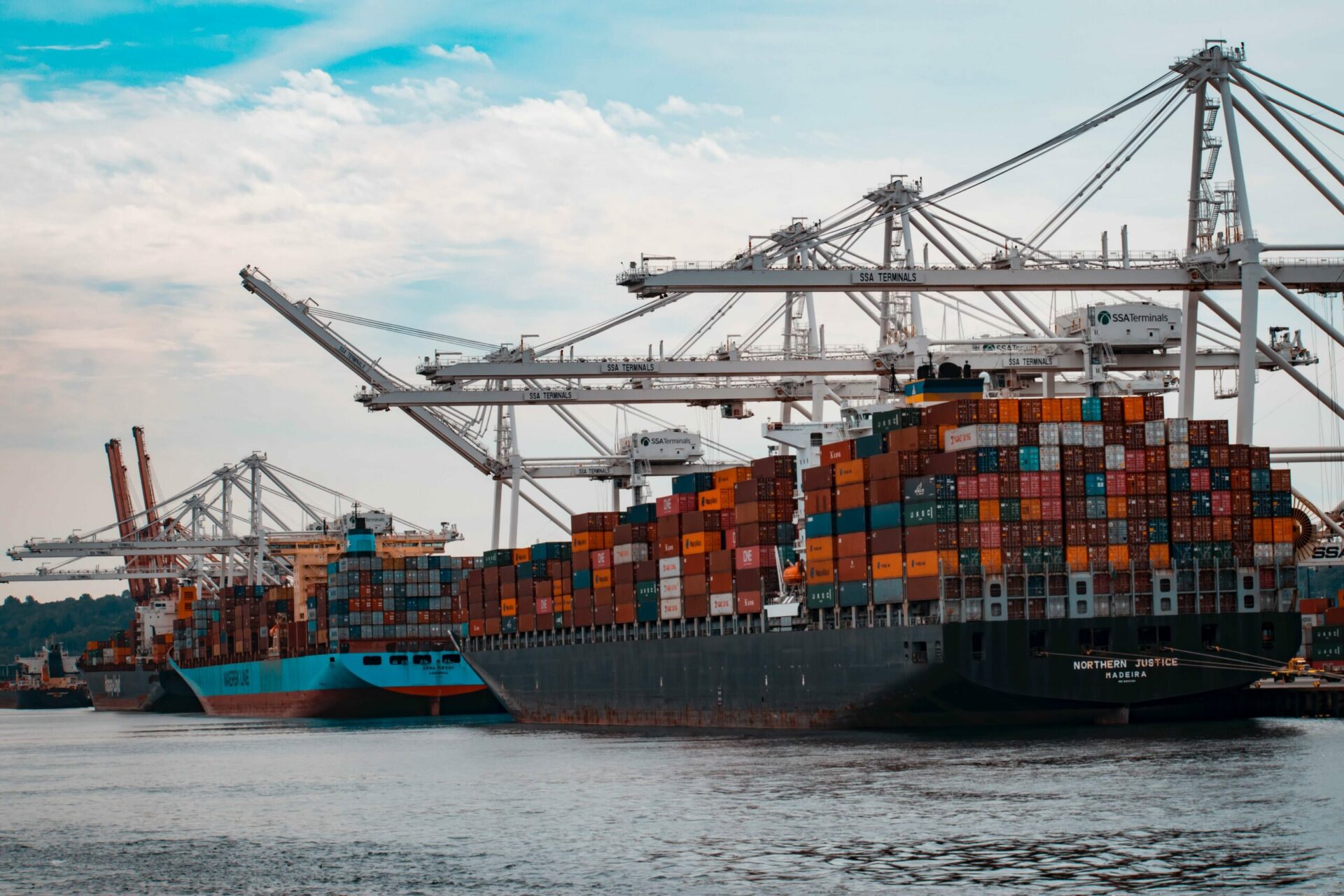 Shipping containers seaport