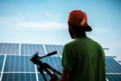 Solar panels and a photographer