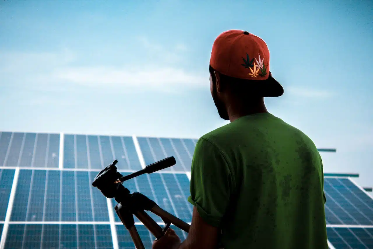 Solar panels and a photographer