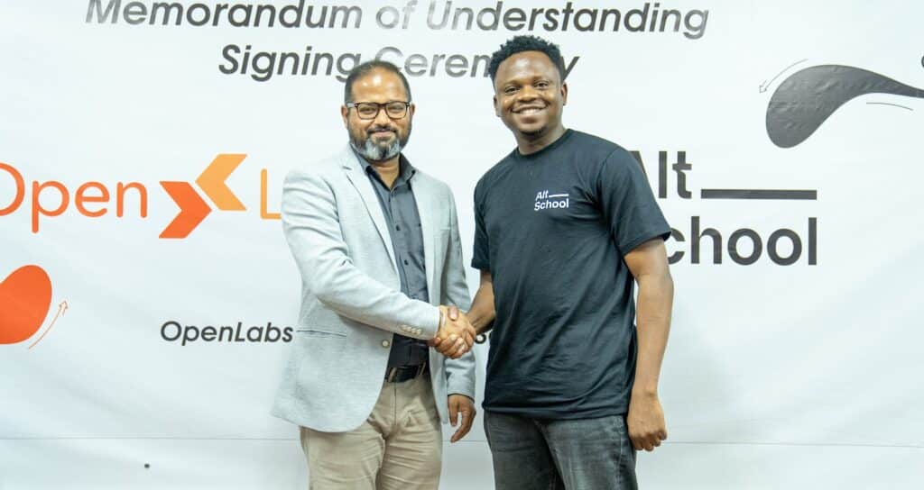 AltSchool Africa partners OpenLabs Ghana in daring play to democratise access to globally relevant learning in Africa 1 Altschool Africa CEO Adewale Yusuf and Open Labs Director,