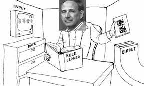 Journalist vs GPT-4: AI is getting scary good 3 Image of a man in a room with a rule book, an input screen, and an output outlet.