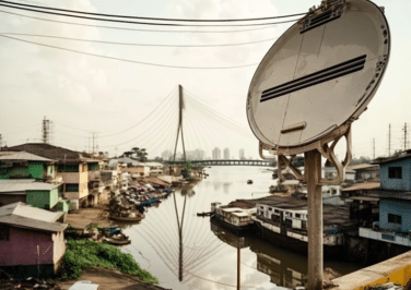 satellite dish in remote area. Image created by Midjourney AI