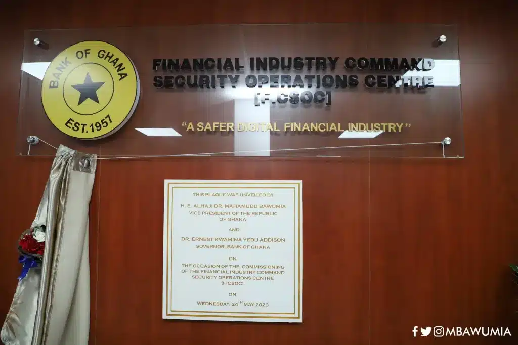 Ghana launches a platform to promote cybersecurity 3 Financial Industry Command Security Operations Centre FICSOC