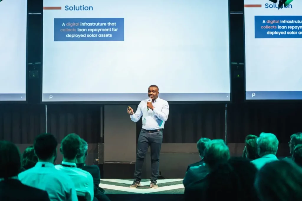Founded by an ex-Amazon employee, Powerfull wants to help solar asset financiers mitigate risk 1 Ifeanyi Ukwuoma pitching Powerfull at the Startupbootcamp
