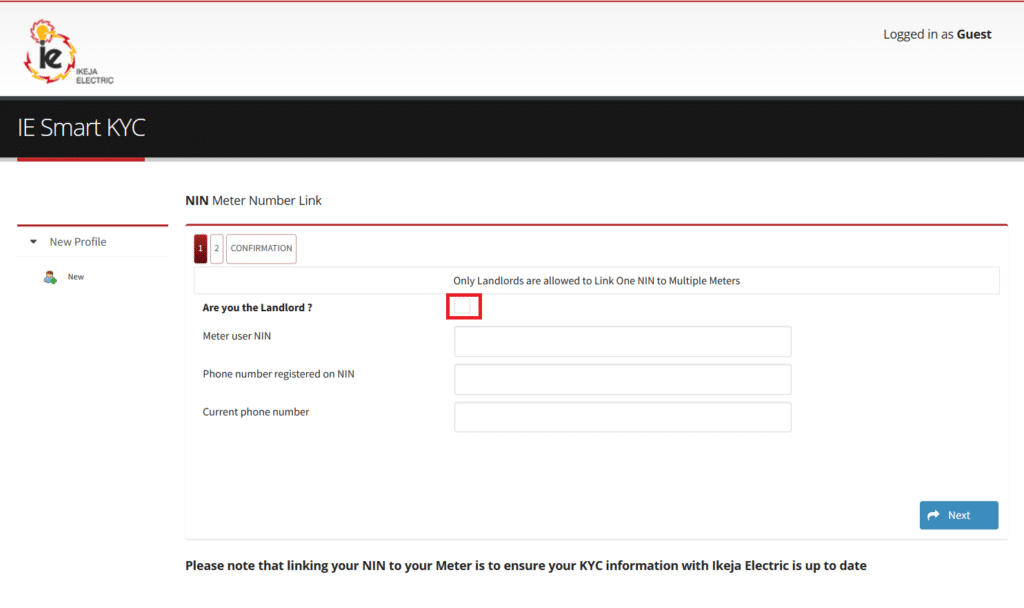 7 easy steps to link NIN with your prepaid meter in Lagos 1 A screenshot of Ikeja Electric Smart KYC website showing how to link NIN to number
