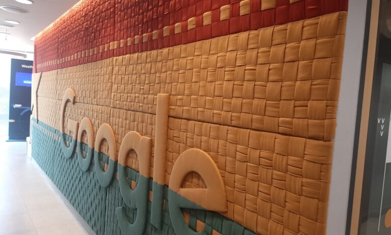 GOOGLE woven with the national colour of Ghana.