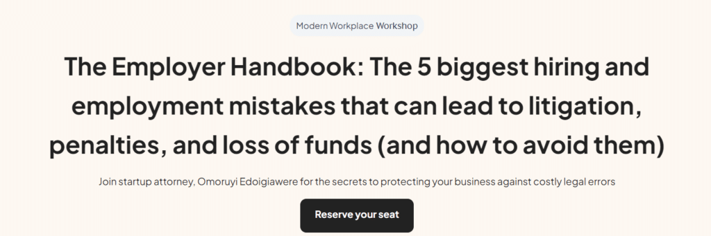 3 mistakes that get even good employers in Nigeria into legal troubles 1 A screenshot of the landing page of the Employer Handbook Workshop