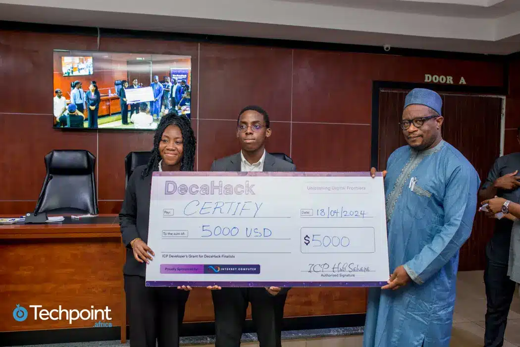 Certify of Covenant University emerges as the winner of ICP Hub Sahara’s Decahack Initiative