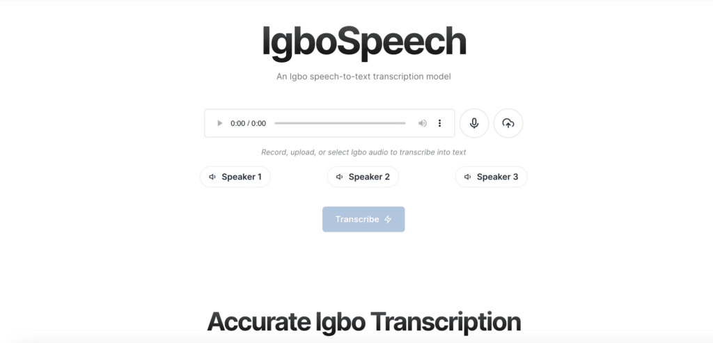 How this engineer built the first Igbo voice-to-text AI model 2 Screenshot of IgboSpeech demo website