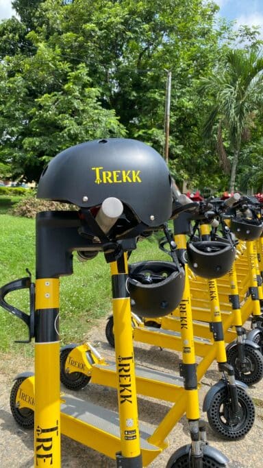 6 Nigerian electric vehicle companies you should know in 2024 4 An image of Trekk electric scooters parked by the roadside