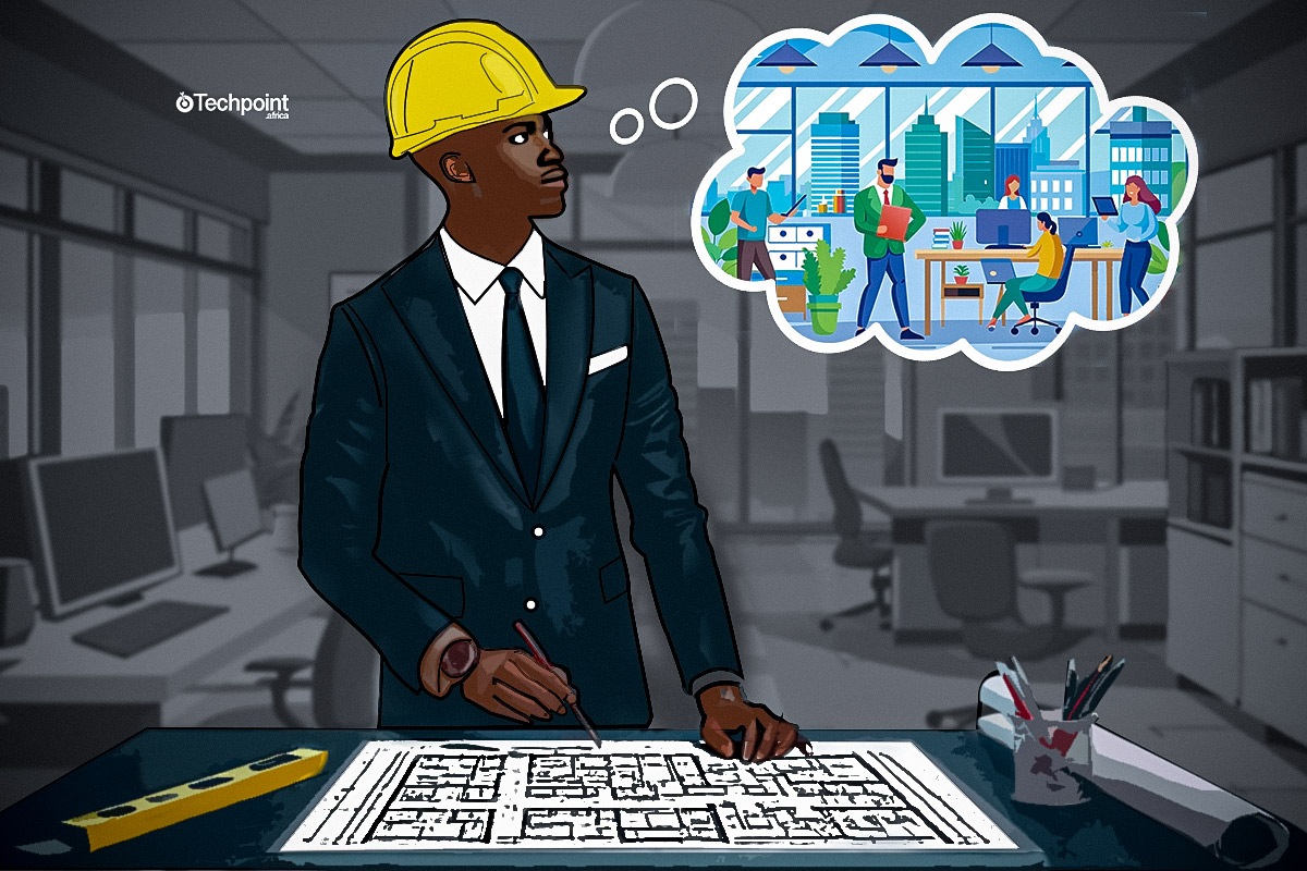 Image of an employer thinking about how the office will look