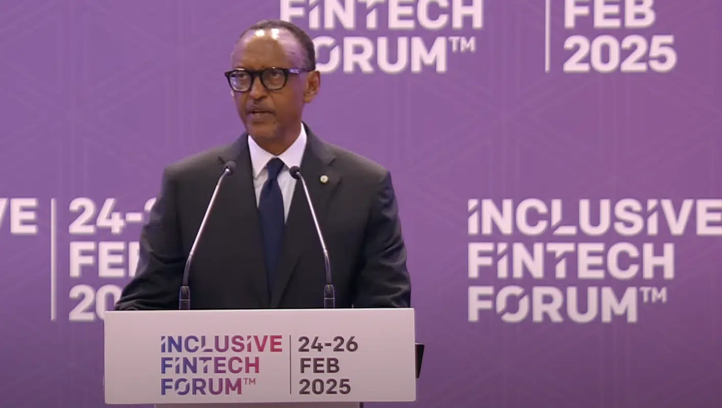Rwandan President Paul Kagame at the Inclusive Fintech Forum in Kigali Rwandan\