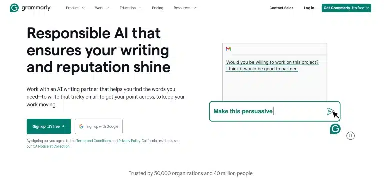 Grammarly homepage