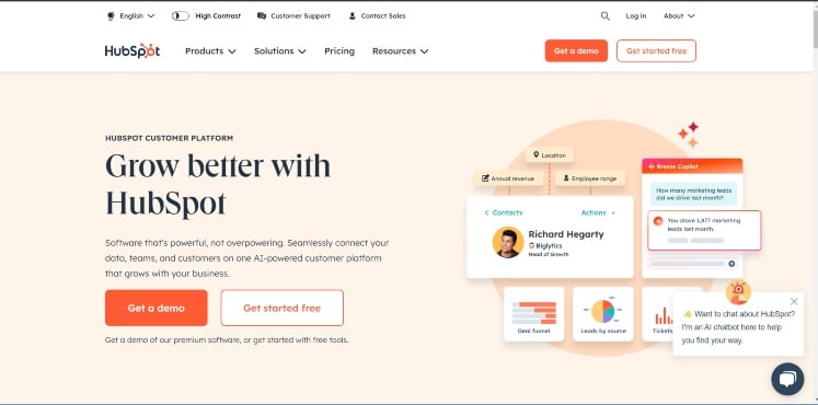 Best AI tools for sales: boost your marketing and prospecting efforts 1 Hubspot homepage