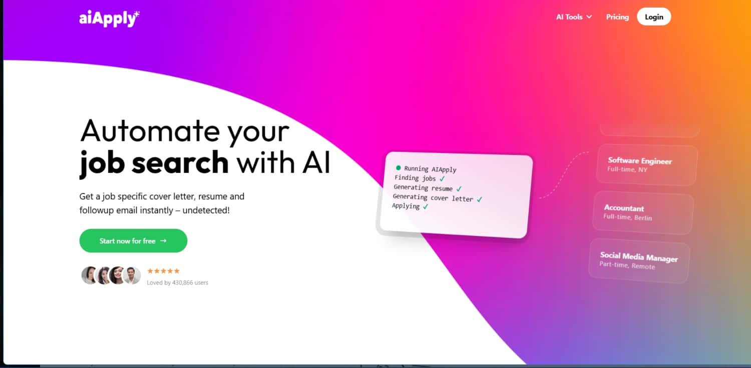 Best AI tools for job seekers to land your dream job 4 aiApply homepage