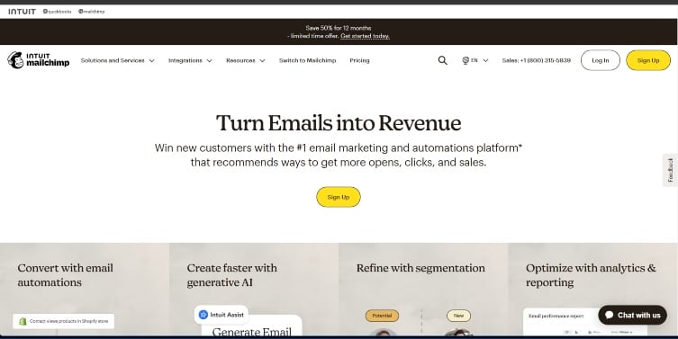 Best AI tools for sales: boost your marketing and prospecting efforts 7 Intuit mailchimp homepage