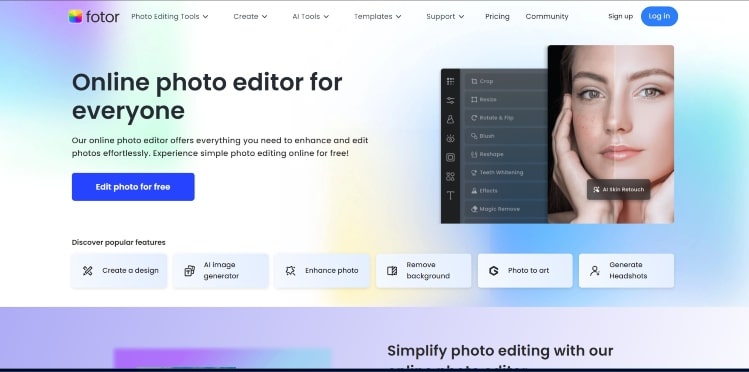 Best AI apps for headshots in 2025 2 Fotor homepage