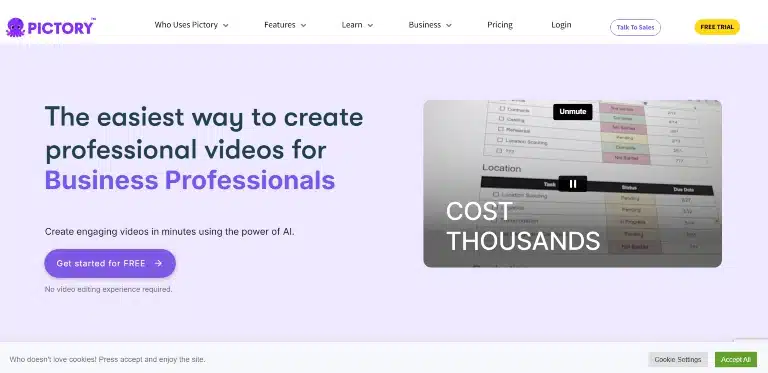 Pictory.ai homepage