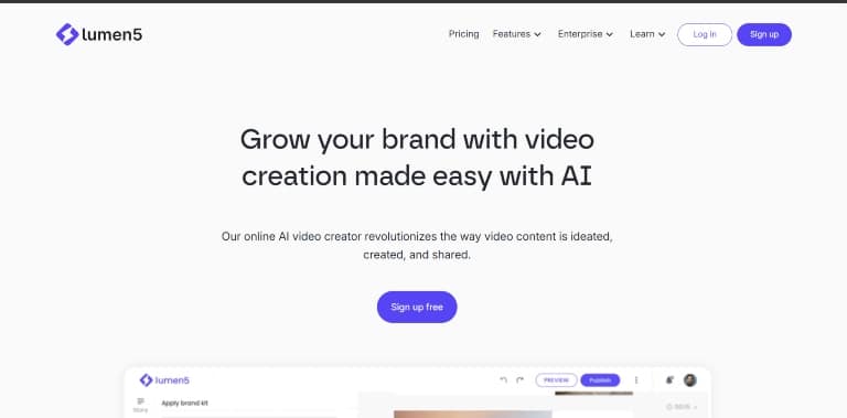 Best AI tools for content creation 9 Lumen5 homepage