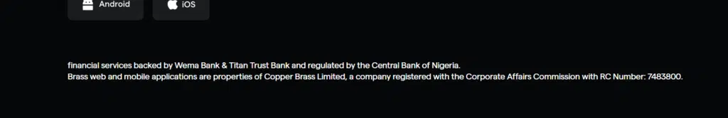 Brass website footer