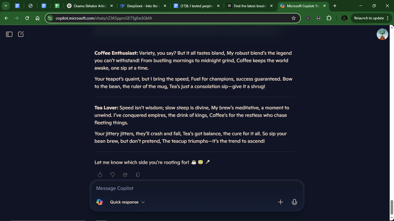 I tested Perplexity vs Copilot with 10 prompts for different use cases — Here’s what I found 30 AD 4nXd8U0MlAvrVeLSWCn0B SSJpG SadIp6vQJqewM42tqMdEP1RSVG4yBT8uERVJgFYIz VzFNnWf6enOp6IEdo 4Bb9QO6pjtdJDlkBG LOiCbkov9PXdDjyNeEFMTp1JrnHYClRQ