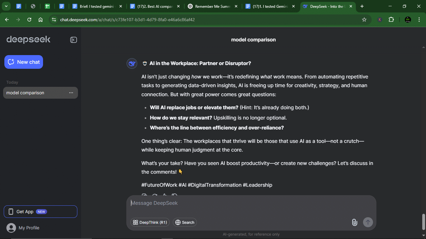 I tested Gemini and Deepseek with 10 prompts: Here is my winner 23 AD 4nXf3CJDHHs1l3 OO6FsXcn7Qdqbo4S80LPtYY4UJ8TiCgy35wkAyNdevwxjnjp8NQ tMAQCmZWYpeztNVbvlncZx31lh2fOOg qc55oproOu72V5 Wvgvyi7RBoMEgz8JeZHiePE8w