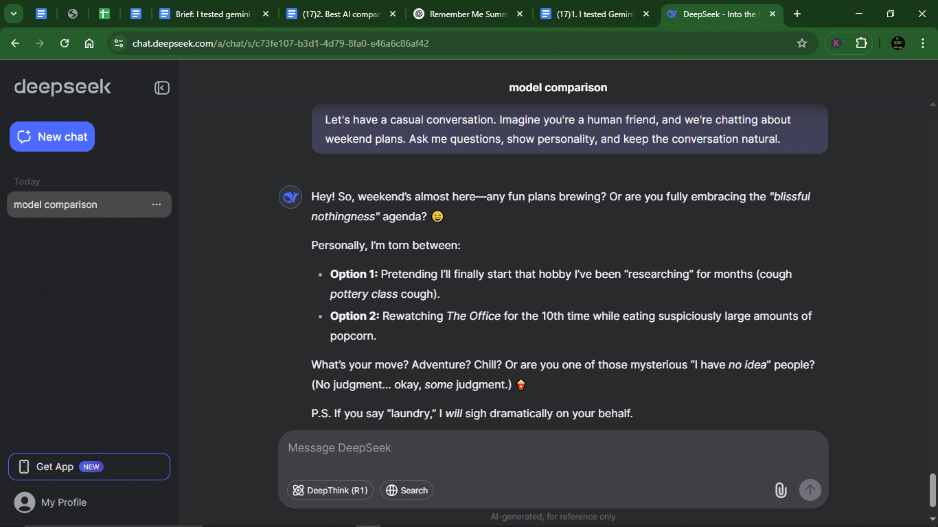 I tested Gemini and Deepseek with 10 prompts: Here is my winner 25 AD 4nXfzeXbItloYQji alkHy3UfZwDDrWTx ftgFsbG9ANvN4K2PbytgvtBjATJNb3IVMvCOdq7Lhny1jEFyIn13 zU TM2xAE3RIhGcf0XrcCZBoMYSqTX