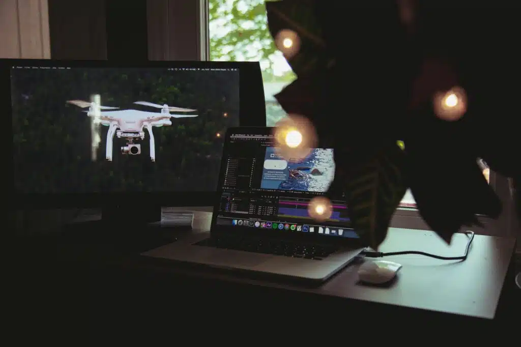 drones and a laptop